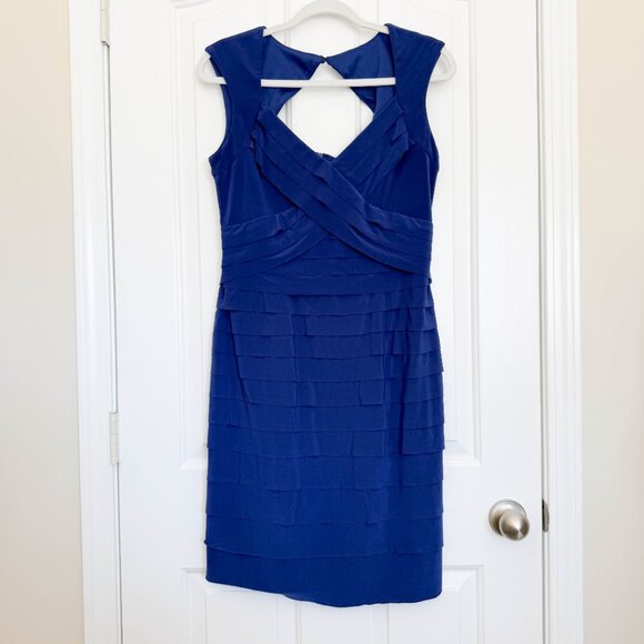 Jones Wear Blue Ruffle Bodycon Dress Size 10 Evening Wedding Party - Picture 2 of 13